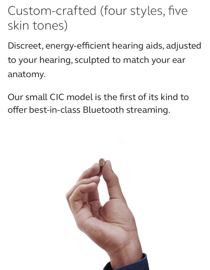 New hearing aids CIC Custom in Canal with bluetooth