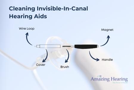 Parts of a multitool - cleaning IIC hearing aids